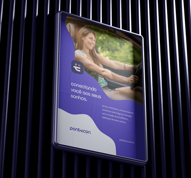 poster with Pontecon advertisement and visual identity on a metal background