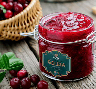 jar of cranberry flavored jam with zappa label and visual identity