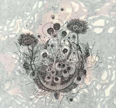 MAY SOMETHING ARISE FROM THE ASH - ink by Janet Griffen