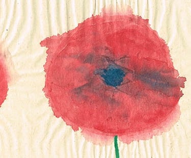 three red poppys with a wooden background