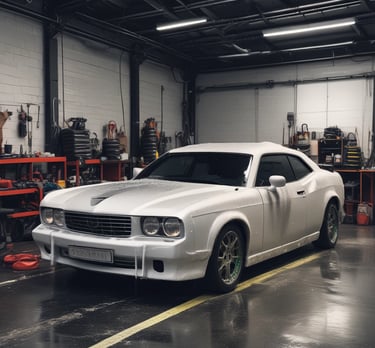 An assortment of wheel cleaners and brushes for automotive detailing.