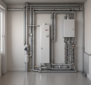 A collection of various heating and cooling equipment.