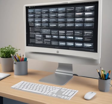 A yellow sign with bold black text in German promoting an agency located on a street. The background shows part of an urban setting with tables and chairs on a sidewalk.