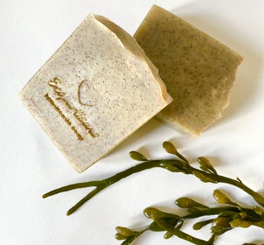natural hand made in Scotland soap bars with sea kelp powder