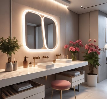 A collection of luxury beauty products, including a tube of pink lipstick, a small bottle of perfume, and a tube of lotion, all from the brand Givenchy. They are arranged on a soft, white surface that contrasts with the sleek, metallic and pastel packaging.
