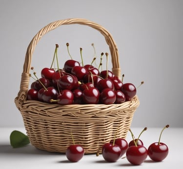 Bright orange mandarins piled in a basket with green leaves still attached