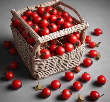 Bright orange mandarins piled in a basket with green leaves still attached