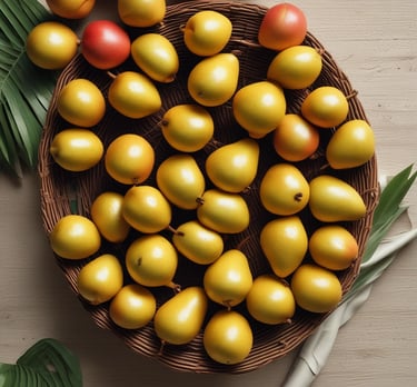 Bright orange mandarins piled in a basket with green leaves still attached