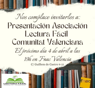 Invitación a la presentación de la Asociación de Lectura Fácil de la Comunitat Valenciana