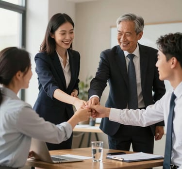Close-up of hands reviewing detailed financial paperwork with a pen on a clean white surface.