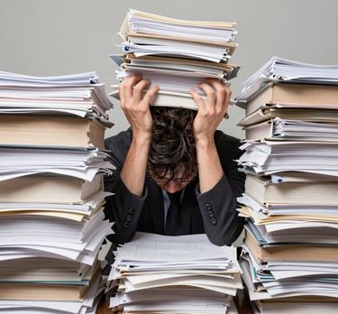 Elegant office desk with legal documents and a laptop, reflecting a premium consulting environment.