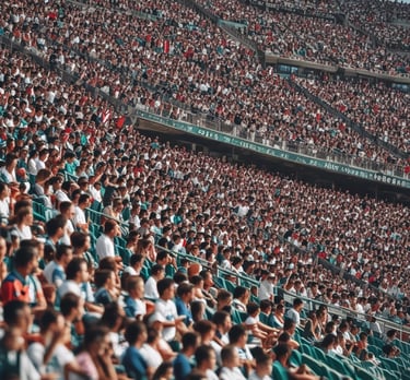 A vibrant soccer field under a clear sky with goalposts and freshly painted lines
