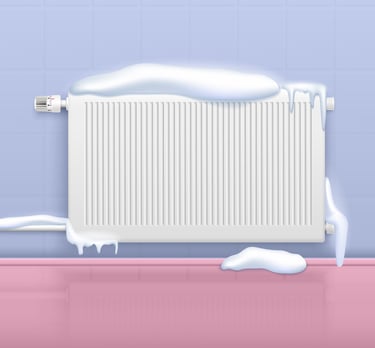 Un radiateur en dessin qui montre la boue et le besoin de désembouage fait à Rennes