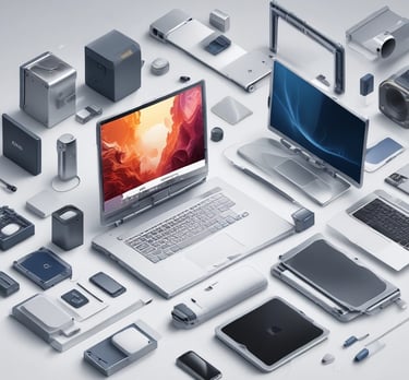 A sleek modern B2B website showcasing various electronics products.