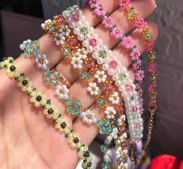 Beaded Handmade Bracelets beaded flower bracelets pearl bracelets