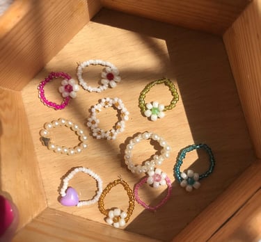 Beaded Rings. Beaded floer rings handmade beaded rings beaded jewelery