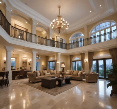 outdoor lamps turned on