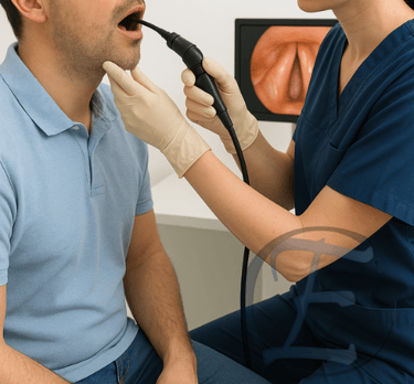 Médico executando a videolaringoscopia
