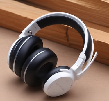 A stylish pair of Bluetooth headphones on a modern background.