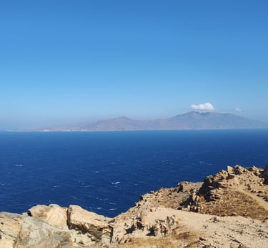 The stunning coast of Mykonos in the summer time 