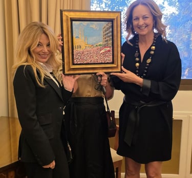 Jessy Tabet with U.S. Ambassador Lisa Johnson