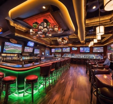 A large digital billboard on a brick building featuring a circular red border with the words 'RED ALERT' repeated twice. Inside the circle, the text '#WE MAKE EVENTS' is displayed in blue. The sign is illuminated against the backdrop of the building, conveying a clear message.