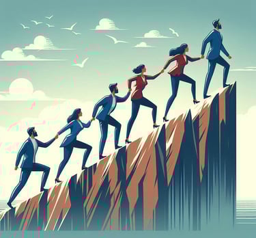 a Team helping each other to success