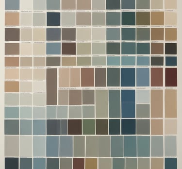 A modern interior with a small stage area, featuring warm lighting accents and a decorative Arabic calligraphy plaque on the wall. The space has a clean, minimalist design with gray and gold tones, complemented by wooden flooring and a staircase with black railings in the background.