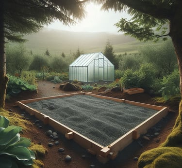 a greenhouse site , with gravel as the foundation