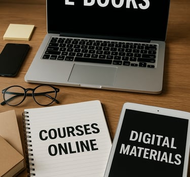 Imagem-E-books-cursos-online-materiais-digitais-organizados-mesa-laptop