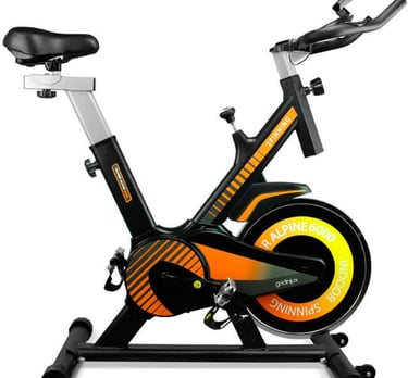 a stationary bike with a black and orange bike