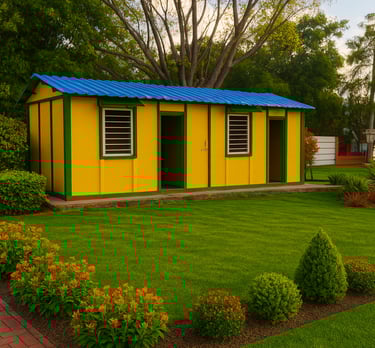 Arihant Precast Precast Ready Made yellow and green house with a blue roof