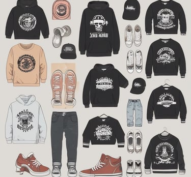 A vibrant display of colorful custom-printed t-shirts on hangers.