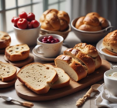 blue and white striped round textile