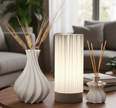 Lámpara 3D velador nórdico minimalista blanco - Palermo3D