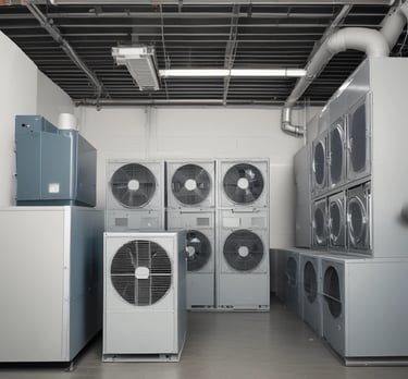 Close-up of a cooling tower with water flowing and steam rising in the early morning.