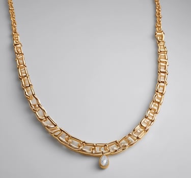 Stylish necklace showcased with a soft color palette.
