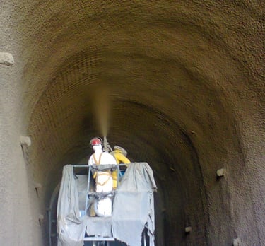 túnel com macrofibra para concreto