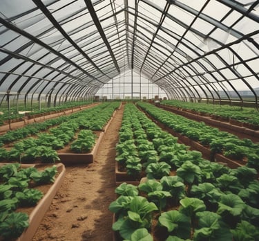 A vertical garden system with green leafy plants growing in a white modular structure. The plants are planted in small compartments stacked on top of each other, creating a tower-like appearance with lush greenery.