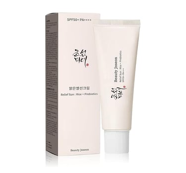 Beauty of Joseon Relief Sun SPF 50+ Korean sunscreen with rice extract, creamy texture, and dewy fin