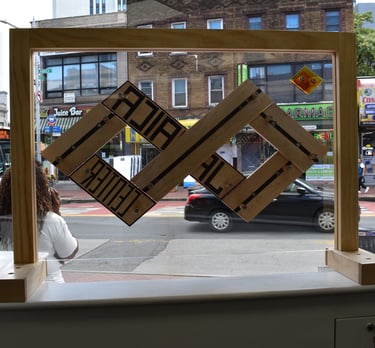 INFINITY store front inside view pic-3 sided frame-richWOODart.com-40"x48"-36 lbs.+ 