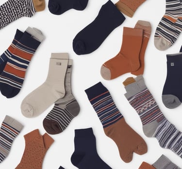 Elegant display of various styles of men's pants including jeans, chinos, and linen.
