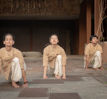 three people doing surya kriya