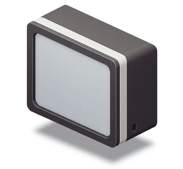 Icono 3D de monitor gris con pantalla blanca, representa visualización y diseño web en Egremy Digital.
