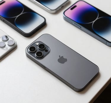 A sleek refurbished iPhone displayed on a wooden table with soft natural light.