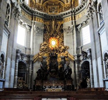 Altar of St Peter's Basilica, Vatican seen in broad daylight