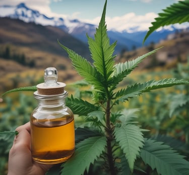 A jar of Gaiana Cream next to fresh cannabis leaves and sea water droplets, highlighting its key ingredients.