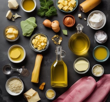 A vibrant display of assorted skincare creams in elegant jars with natural ingredients around them.