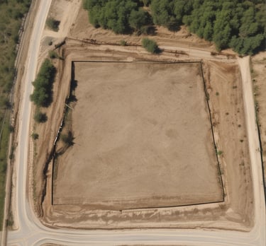 A scenic view of undeveloped agricultural land under a clear blue sky.