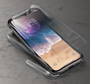 Close-up of a sleek, unbreakable tempered glass screen protector on a smartphone.